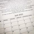 Kalender 2023 Ausschnitt vom Kalenderblatt Juli