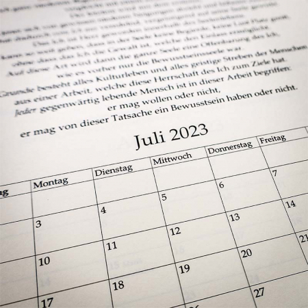 Kalender 2023 Ausschnitt vom Kalenderblatt Juli